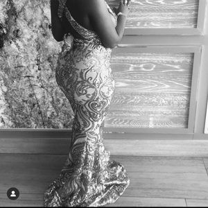 Gold sequin gala dress